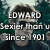 Two pixelated figures with light hair stand against a blurred green background; text overlays read "EDWARD", "lexier than u", and "since 1901".