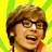 Pixelated static image of a character with brown hair and glasses against a yellow-green gradient background, likely from an Austin Powers movie reference.