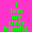 Green pixelated text reads "i love my crazy friends(:" on four distinct colored backgrounds in a