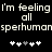 Pixelated text reads 'I'm feeling I'm feeling all all sperhumansperhuman' with two of five asterisks below, some white and one gray in each