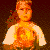 A pixelated figure holds a glowing orb with text below reading 'Blindside About A Burning Fire' in orange and red lettering.