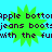 Static pixel art image with cyan background, green starburst shapes, and repeated text in dark purple.