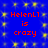 Blue background with yellow star-like patterns and red text reading "HelenL1 is crazy" repeated in a