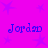 Purple background with blue text reading "Jordan" repeated four times in a , surrounded by faint star shapes