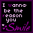 A 5x5 contact sheet of animated frames showing a pixel art animation with text and symbols on a black background, featuring changing punctuation marks above the phrase "I wanna be the reason you" and evolving smiley/heart symbols below.