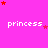 A static image with a bright pink background featuring repeated white text 'princess' and scattered red stars.