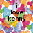 Pixelated image with colorful heart shapes in pink, orange, yellow, green, blue, and purple on a white background, overlaid with black text reading "i love kenny".