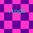 Pixelated image with four instances of 'i rock' text over shifting pink and purple checkered backgrounds.