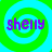 A 4-frame contact sheet showing a static animated icon with the text 'shelly' over green and cyan spiral backgrounds, where three frames display the full animation and one frame shows a gray background placeholder.