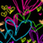 A pixelated animated icon with colorful abstract shapes on a black background and a brown '<3' symbol on white.