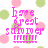 Pixelated image with pink and green polka dots on white background, featuring pink text reading 'have great summer' and 'poll 9 dot' with a wavy line.