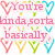 Pixelated text reads "You're kinda sorta basically, pretty much, always on my mind" surrounded by heart-shaped icons in pink, blue, green, and yellow.