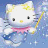 Animated contact sheet showing two frames of a Hello Kitty character icon with blue background and white sparkles, each frame displaying the same pose but with slightly different sparkle positions.