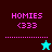 Four pixelated display 'HOMIES (333)' text with a star icon changing color and background across two distinct states
