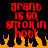 Red pixelated text on black background with orange flames at bottom, displaying 'grant is so smokin hot!' in blocky font.