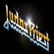 Pixelated static icon featuring a stylized metallic object with blue and gold elements against black background, resembling a musical instrument or abstract logo.