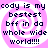 Pixelated text on a pink and white spiral background with four identical arranged in a