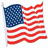 Animated sequence showing American flag waving, Statue of Liberty head and crown, red-white-blue ribbon symbol, all on separate
