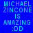 Blue background with light blue text reading "MICHAEL ZINCONe IS AMAZING :DD" in pixelated font, with yellow highlight bars shifting across different text segments in