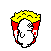 A red and white striped popcorn bucket with yellow popcorn overflowing, featuring a ghostly figure that changes position across frames.