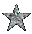 A star-shaped icon with a pixelated, multicolored pattern that gradually degrades into scattered pixels