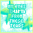 Pixelated icon with cyan text reading "MY EYES DART FROM THESE TEARS" over a light blue background featuring green tree silhouettes and white cloud shapes.