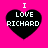 Four identical pixelated heart icons on a bright pink background, each displaying 'I LOVE RICHARD' in white text.