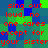 Red text on a blue-green pixelated repeats 'sing out loud, no one cares except for your sister' in two