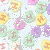 A pattern of pastel-colored circular icons with stylized letters on a light background, featuring yellow, pink, green, and purple hues.