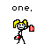 Pixel art stick figure with yellow pigtails holding red-and-white objects, shown in multiple poses and actions across a