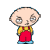 Two pixelated frames of a cartoon character with bald head, yellow shirt, red overalls, and blue shoes against gray background.