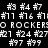 Pixelated text and symbols arranged in a with alternating black, olive green, and yellow backgrounds, displaying numbers, letters, and partial words