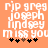 Pixelated orange background with white text reading 'rip greg joseph lindsey miss you' and five black-and-brown asterisks below.