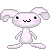 Pixelated white rabbit-like avatar with pink cheeks, two distinct expressions, and long ears against gray background.