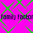 A static image with a bright pink background overlaid with a green diamond pattern and repeated dark text reading "family facbor"
