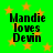 Green background with orange stars and black text reading "Mandie loves Devin" in four identical quadrants.