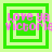 Green square with white borders contains pink text 'LOVE YA VICTORIE' in pixelated font, four identical frames arranged in a