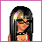 Pixel art of four showing a character's full body, torso, legs, and text reading 'GIRL' in pink letters