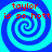 Four identical blue and cyan spiral patterns arranged in a with red text reading "taylor is so hott" overlaid on each spiral