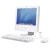 Pixelated image of a white desktop computer with a blue screen, keyboard, and mouse on a white background.
