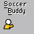 Animated soccer-themed icon showing a yellow figure with white head performing actions like kicking, celebrating goal, and displaying text.