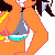Pixelated icon shows a figure in orange clothing holding a gray and white object with cyan base against light gray background.