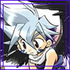 Anime-style character with light blue spiky hair and dark eyes, wearing a white sleeveless top over a blue garment, shown in multiple cropped views.