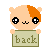 Pixelated hamster avatar holds a sign reading 'back' with four distinct facial expressions across frames.