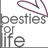 A static digital image with pixelated text and symbols, including 'besties for life', 'Sara &&', 'Samra = Always &&', and '4e <3' on a white background.