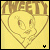 Yellow cartoon character with large eyes and a small beak inside a brown heart shape, above the word 'TWEETY' in bold brown letters.