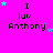 A bright pink background displays the text "I luv Anthony" with animated stars moving around the text in different positions across frames.