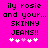 Pixelated text on bright pink background with white and light pink heart symbols below.
