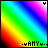 Rainbow gradient background with diagonal stripes and animated text reading 'AMY' at the bottom center.