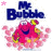 Animated icon shows Mr. Bubble character with pink body, yellow accents, and blue text "Mr. Bubble" above; small stars appear in corners across frames.